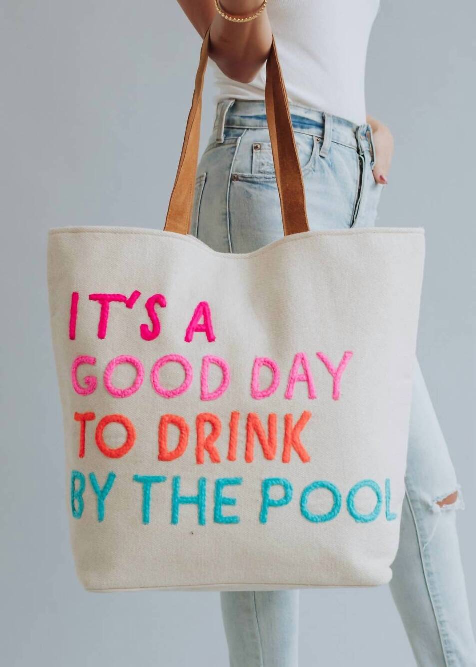 NEW PANACHE APPAREL women's drink by the pool tote in cream